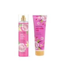 Bodycology Pink Vanilla Wish Kadın Vücut Spreyi ve Krem Seti – Çiçeksi Vanilya Kokulu Bakım - Bodycology