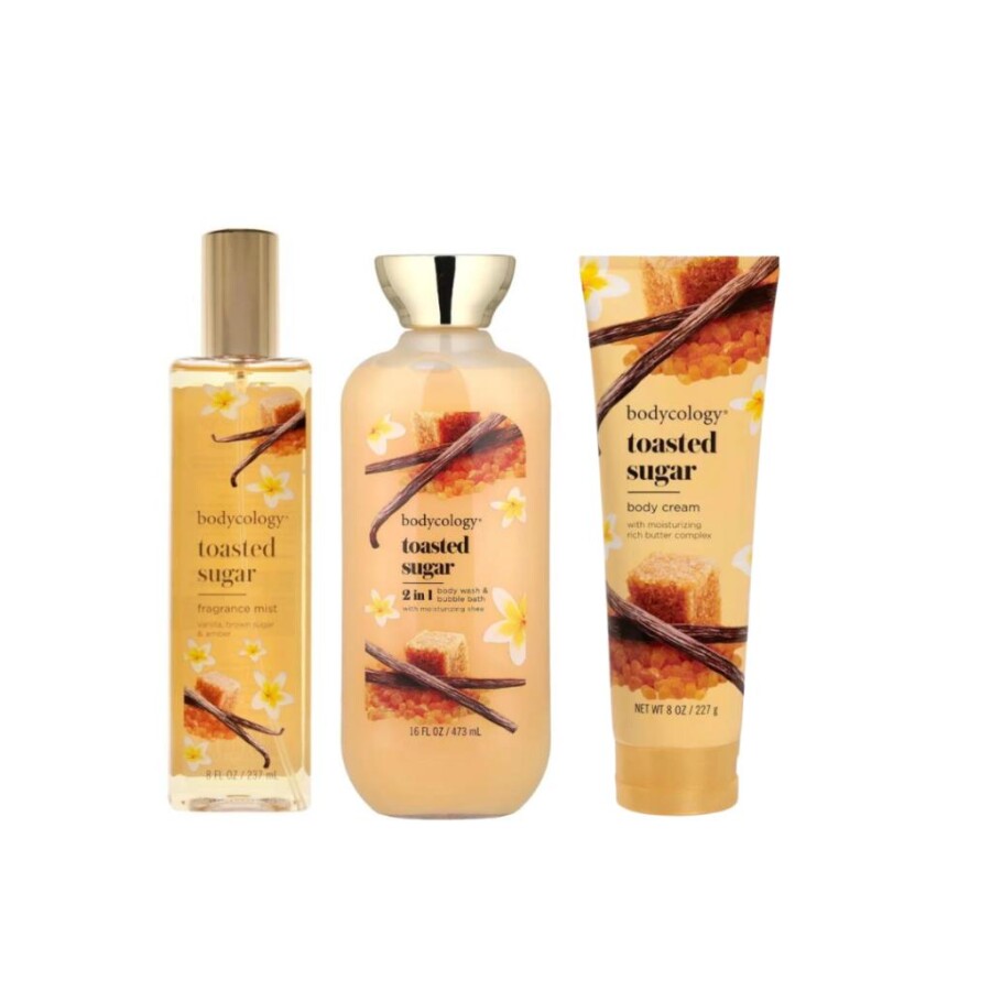 Bodycology Toasted Sugar Kadın Vücut Spreyi + Duş Jeli + Vücut Kremi Seti (Karamel-Vanilya Aromalı) - 1