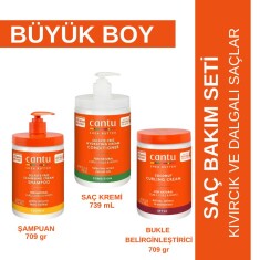 Cantu Büyük Boy Saç Bakım Seti- Şampuan+ Saç Kremi+ Bukle Belirginleştirici - Kıvırcık, Dalgalı Saçlar - Cantu