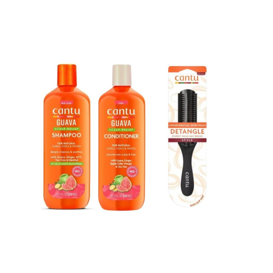 Cantu Guava Scalp Relief Şampuan + Saç Kremi + Saç Açıcı Tarak Set - 1