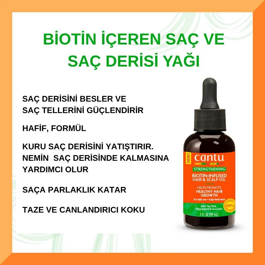 Cantu Saç ve Saç Derisi Yağı – Biotin Destekli Saç Uzamasında Etkili (59 ml) - 3