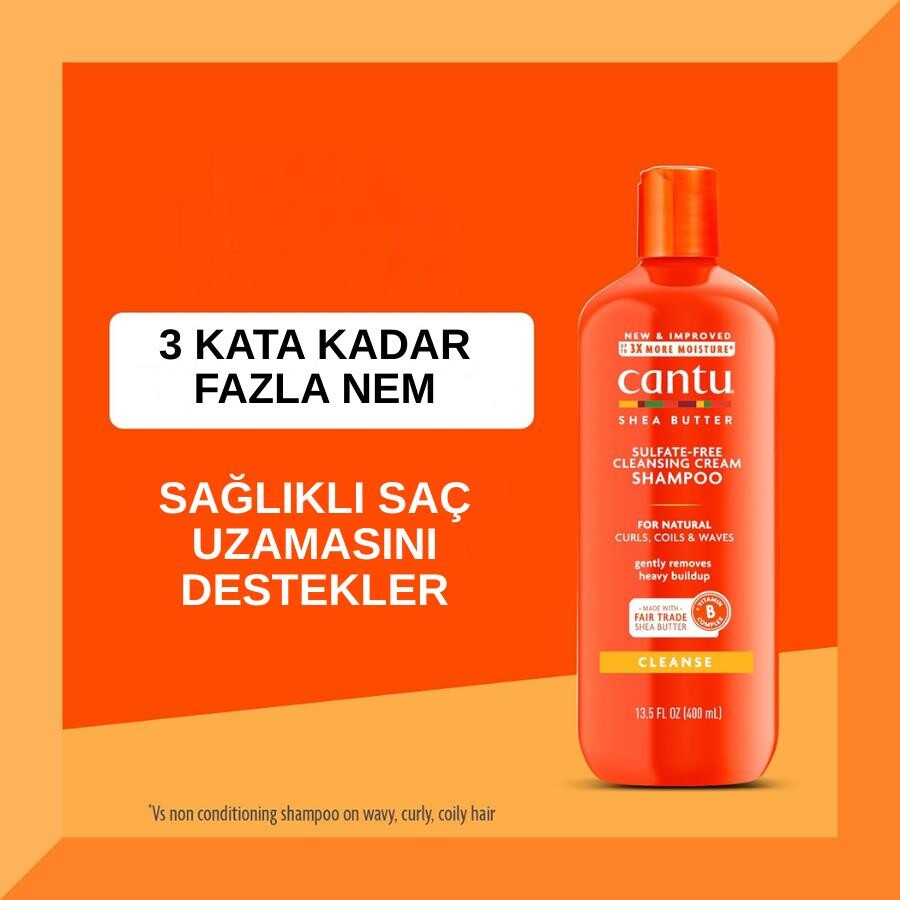 Cantu Shea Yağı Doğal Saçlar İçin Sülfat İçermeyen Temizleyici Krem Şampuan 400 mL - 2