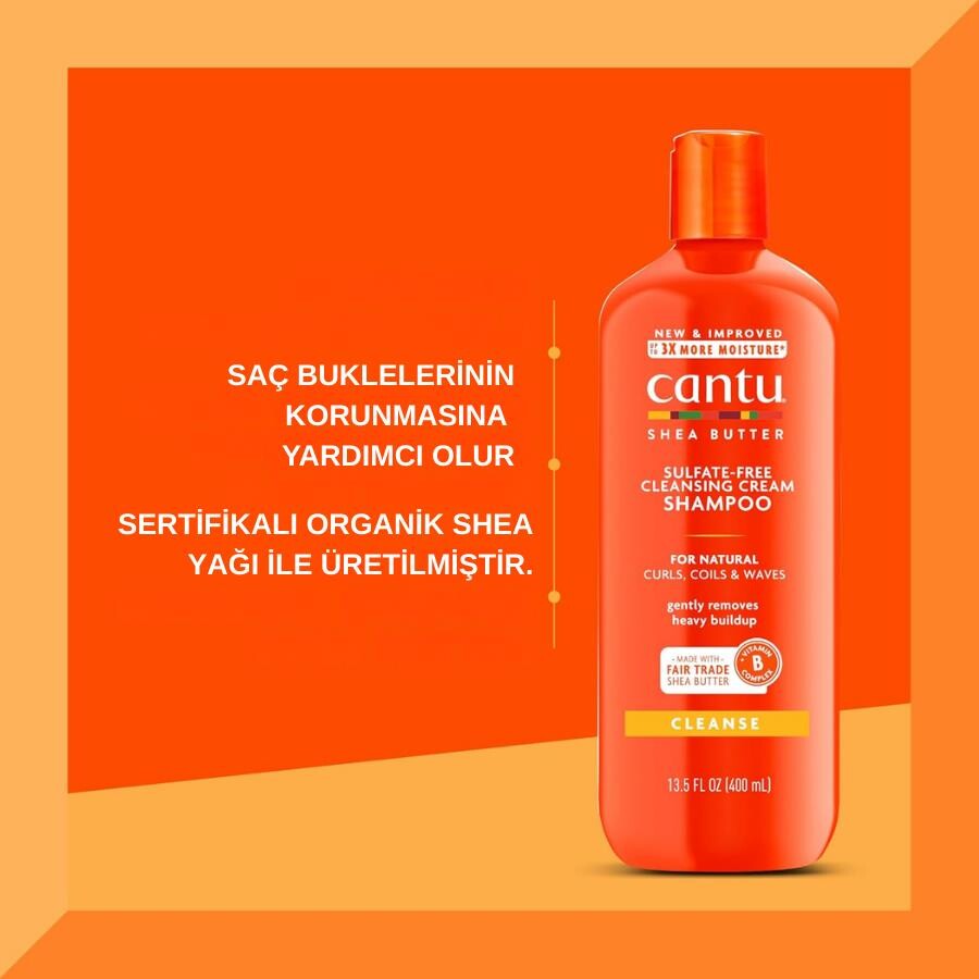 Cantu Shea Yağı Doğal Saçlar İçin Sülfat İçermeyen Temizleyici Krem Şampuan 400 mL - 3