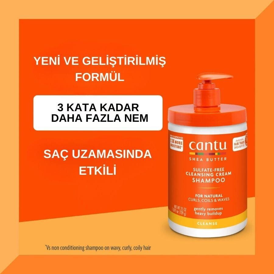 Cantu Shea Yağı Doğal Saçlar İçin Sülfat İçermeyen Temizleyici Krem Şampuan 709 gr - 2