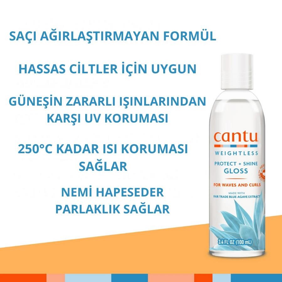 Cantu Weightless Ağırlaştırmayan Isı Koruyucu ve Parlaklık Veren Saç Serumu - Dalgalı ve Kıvırcık Saçlar 100 mL - 3