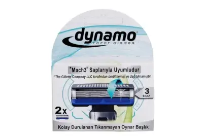 Toptan Dynamo 3 Bıçaklı Mach 3 Uyumlu Sistem Tıraş Bıçağı 2''li Yedek - 1