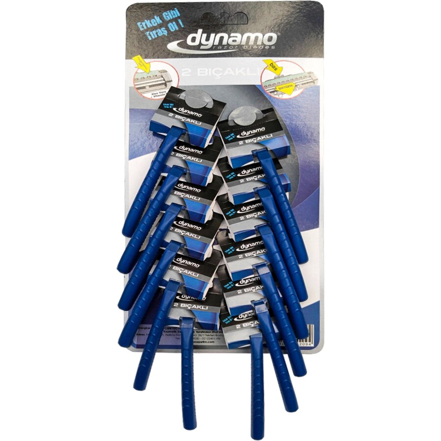 Dynamo Bas Temizle Özellikli Çift Bıçaklı Erkek Tıraş Bıçağı Kartela 12 Adet - 1