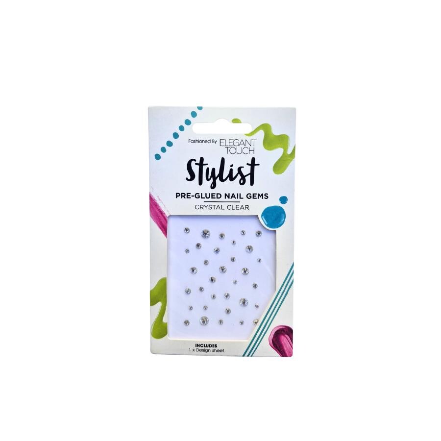 Elegant Touch Stylist Crystal Clear Hazır Yapışkanlı Tırnak Taşları – Şeffaf Kristal Renk - 1