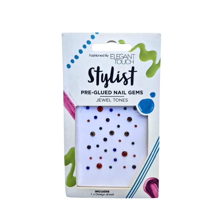 Elegant Touch Stylist Jewel Tones Hazır Yapışkanlı Tırnak Taşları – Renkli Kristal Renk - 1