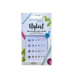 Elegant Touch Metallic Studded Yapışkanlı Tırnak Taşları – Gümüş & Altın - Elegant