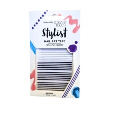 Elegant Touch Monochrome Tırnak Sticker Seti – Siyah-Beyaz Şerit Bant - Elegant