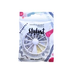 Elegant Touch Nail Art Taş Seti – Gümüş & İnci Renk, 240 Adet - Elegant