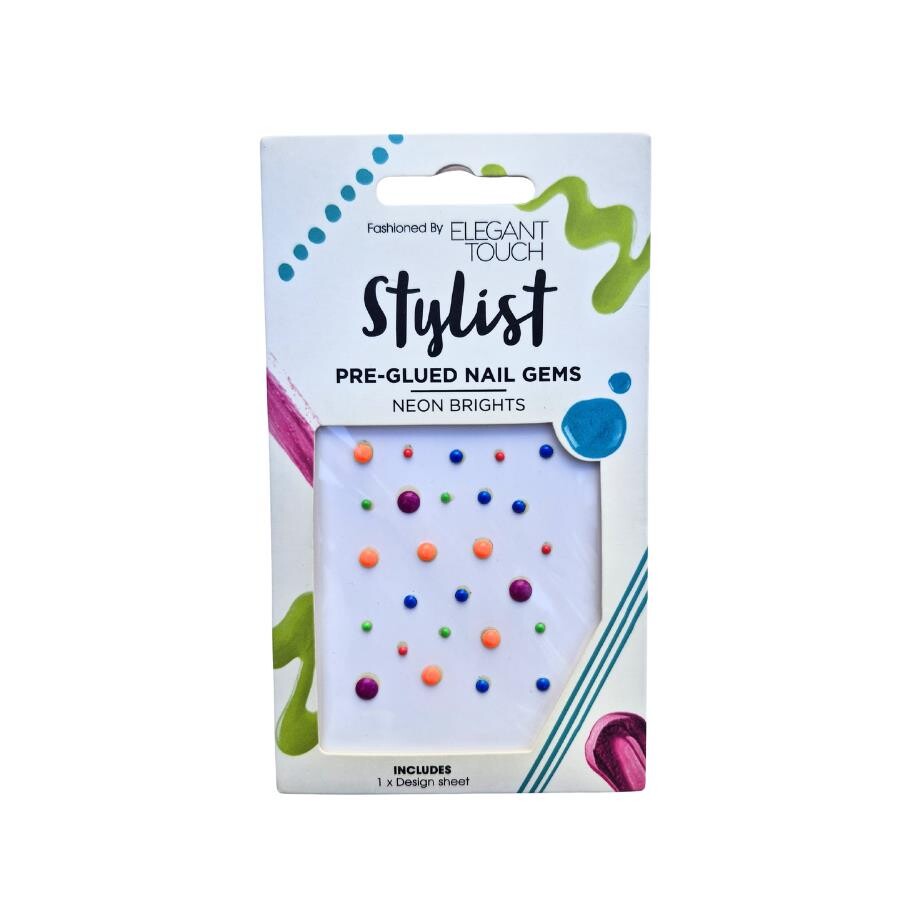 Elegant Touch Stylist Neon Brights Hazır Yapışkanlı Tırnak Taşları – Neon Renkler - 1