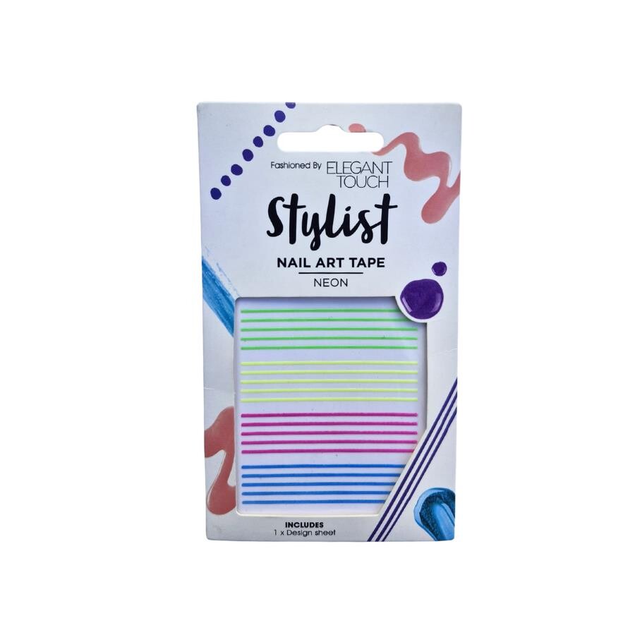 Elegant Touch Neon Tırnak Sticker Seti – Renkli Şerit Bant - 1