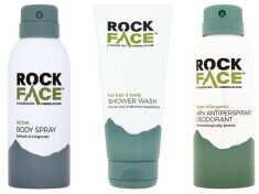 Rock Face Erkek Banyo Bakım Seti (Active Deodorant - Duş Jeli - Hypo Allergenic Deodorant) BBS02 - Rock Face