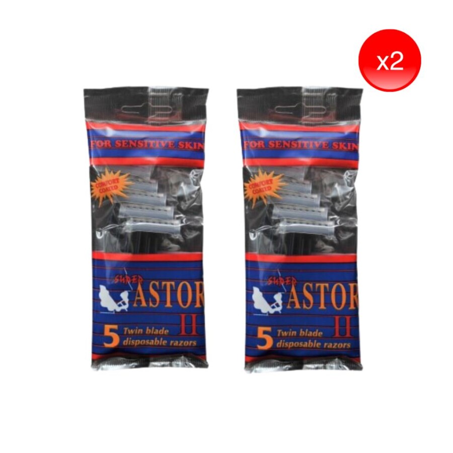 Süper Astor 5 Adet Çift Bıçaklı Erkek Tek Kullanımlık Tıraş Bıçağı 2 Paket - 1
