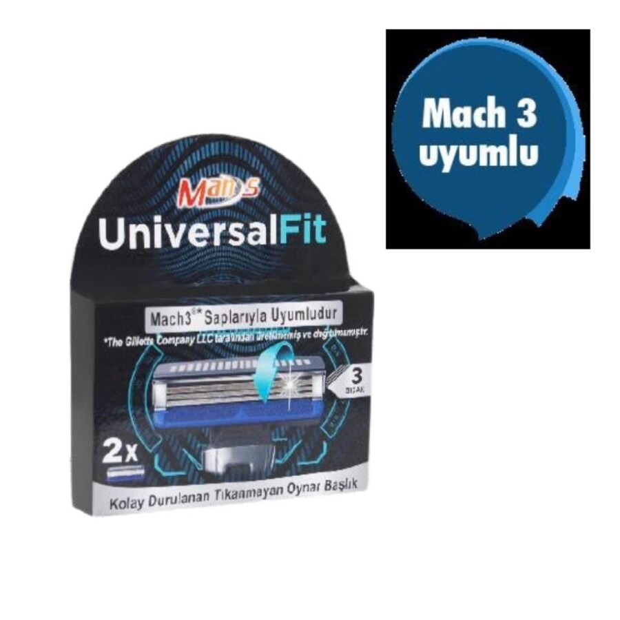 UniversalFit 3 Bıçaklı Erkek Sistem Tıraş Bıçağı Kartuşu 2 Adet - 1