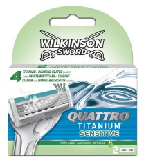 Wilkinson Sword Quattro Titanium Sensitive Erkek Tıraş Bıçağı 2 Yedek Kartuşu - Wilkinson Sword