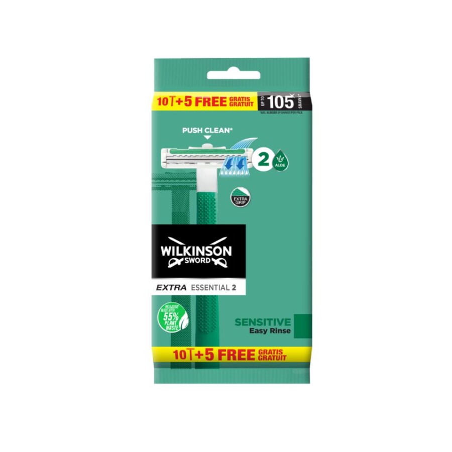 Wilkinson Sword Extra Essential 2 Sensitive Erkek Kullan At Çift Bıçaklı Tıraş Bıçağı 10+5 Paket - 1