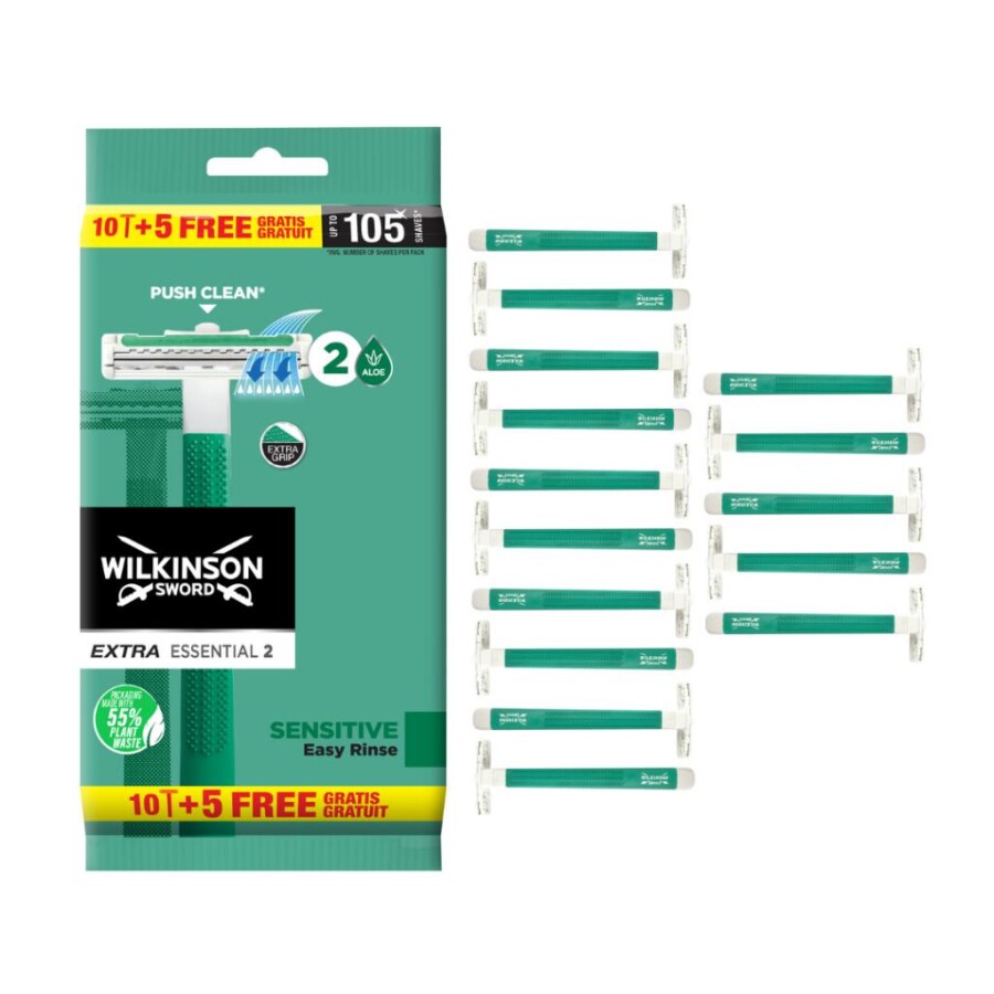 Wilkinson Sword Extra Essential 2 Sensitive Erkek Kullan At Çift Bıçaklı Tıraş Bıçağı 10+5 Paket - 2