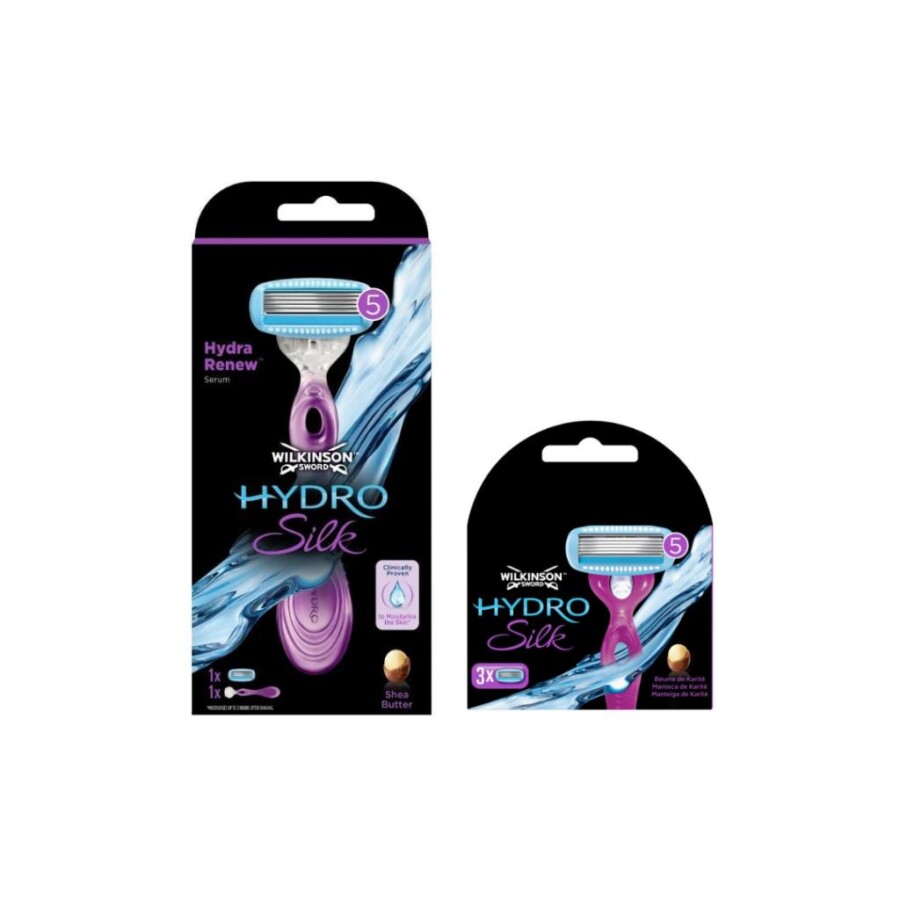 Wilkinson Sword Hydro Silk 5 Bıçaklı Kadın Tıraş Bıçağı + 3 Yedek Başık Set - 1