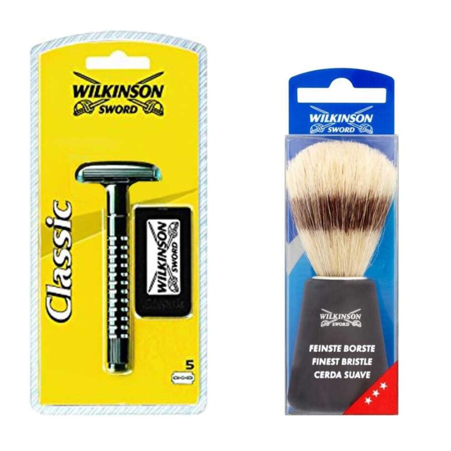 Wilkinson Sword Klasik Erkek Tıraş Bıçağı Makinesi, 5 Yedek Bıçak ve Tıraş Fırçası - 1