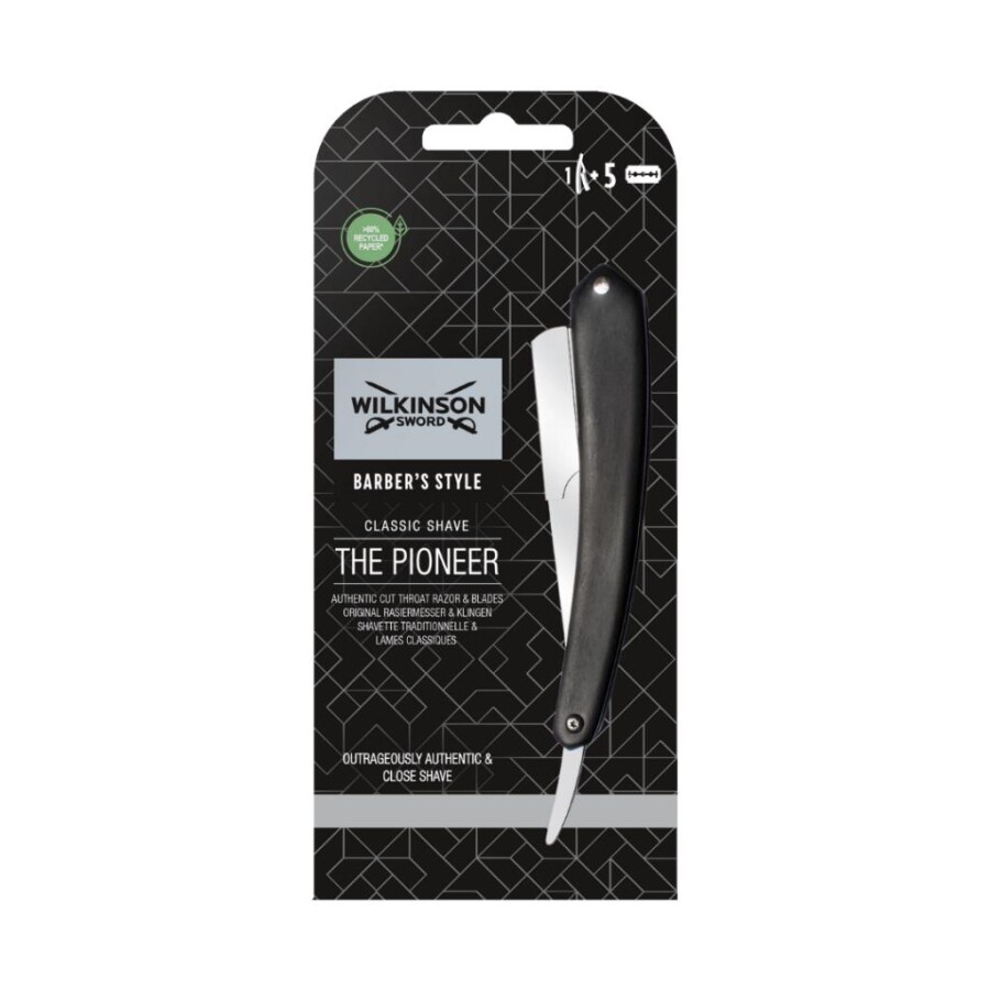 Wilkinson Sword The Pioneer Cut Throat Ustura – Ahşap Saplı Klasik Tıraş Usturası + 5 Yedek Bıçak - 1