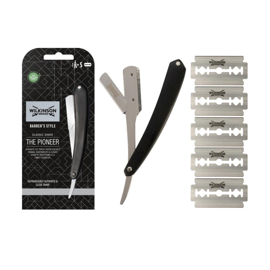 Wilkinson Sword The Pioneer Cut Throat Ustura – Ahşap Saplı Klasik Tıraş Usturası + 5 Yedek Bıçak - 2