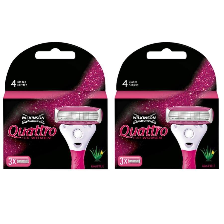 Wilkinson Sword Quattro Kadın Tıraş Bıçağı Yedek Başlık | 2 Paket - 6 Adet - 1