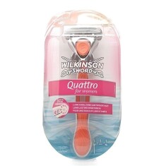 Wilkinson Sword Quattro Kadın Tıraş Bıçağı (Sap+Başlık+Vantuzlu Banyo Askısı) - 1