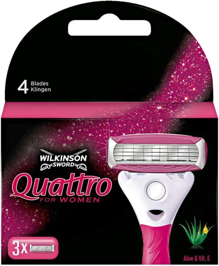 Wilkinson Sword Quattro 4 Bıçaklı Kadın Tıraş Bıçağı 3 Yedek Başlık - 1