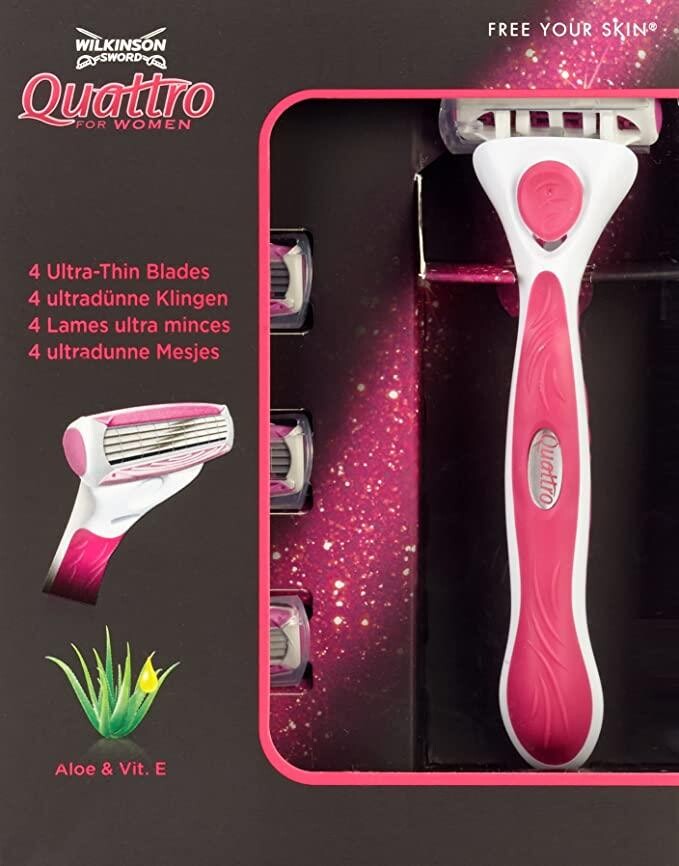 Wilkinson Sword Quattro Kadın Tıraş Bıçağı + 3 Yedek Başlık – Pürüzsüz ve Hassas Tıraş Deneyimi - 2