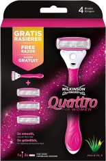 Wilkinson Sword Quattro Kadın Tıraş Bıçağı + 3 Yedek Başlık – Pürüzsüz ve Hassas Tıraş Deneyimi - Wilkinson Sword