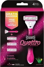 Wilkinson Sword Quattro Kadın Tıraş Bıçağı + 3 Yedek Başlık – Pürüzsüz ve Hassas Tıraş Deneyimi - Wilkinson Sword