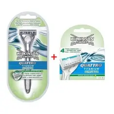 Wilkinson Sword Quattro Titanium Sistem Tıraş Bıçağı ve 4 Adet Yedek Başlık - Wilkinson Sword