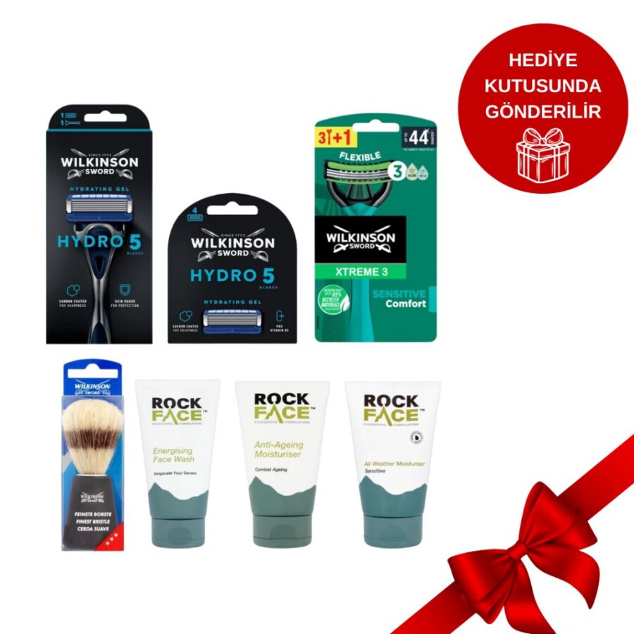 Erkek Tıraş ve Yüz Bakım Seti – Wilkinson Sword ve Rock Face Damat Hediye Kutusu - 1