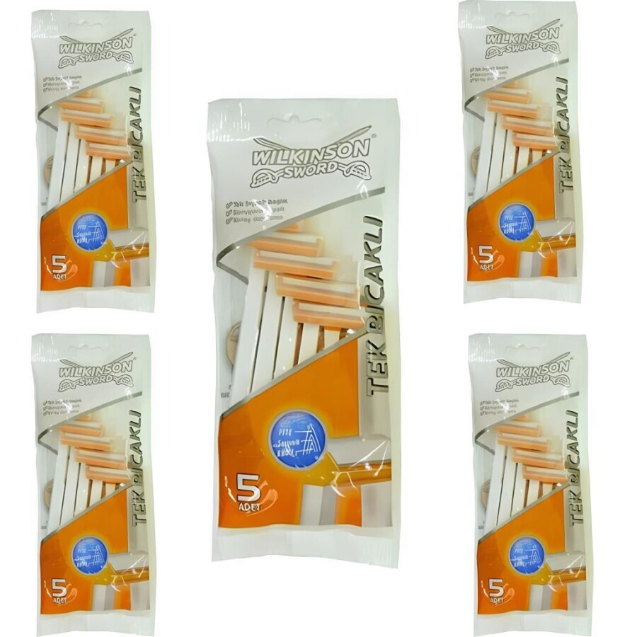Wilkinson Sword Tek Bıçaklı Erkek Kullan At Tıraş Bıçağı 5'li - 1