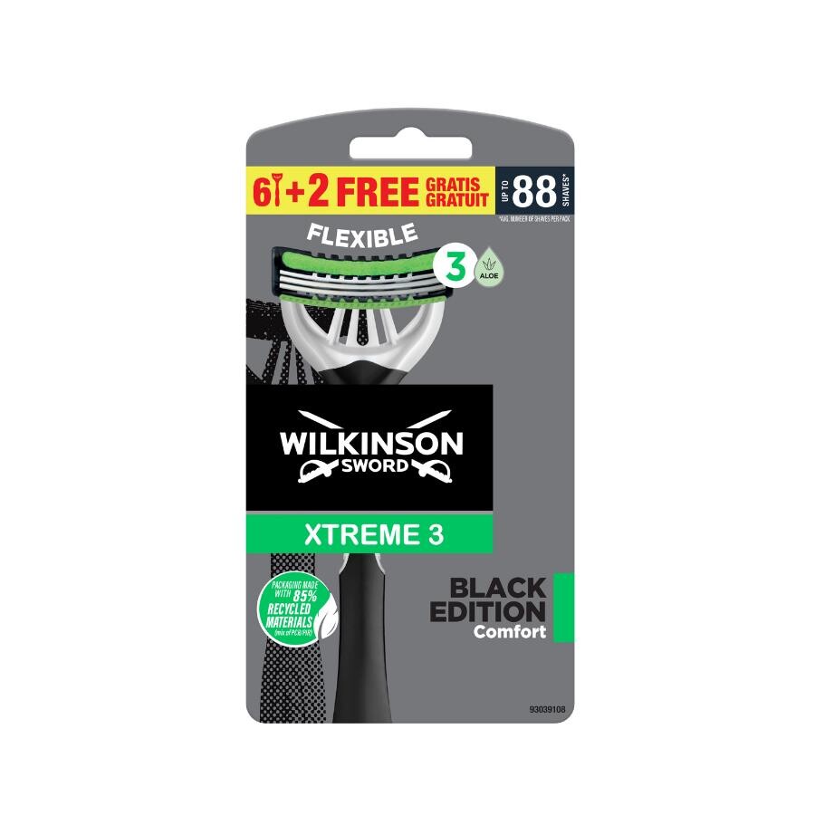 Wilkinson Xtreme 3 Black Edition Erkek Tıraş Bıçağı - 8’li Kullan At Paket - 1