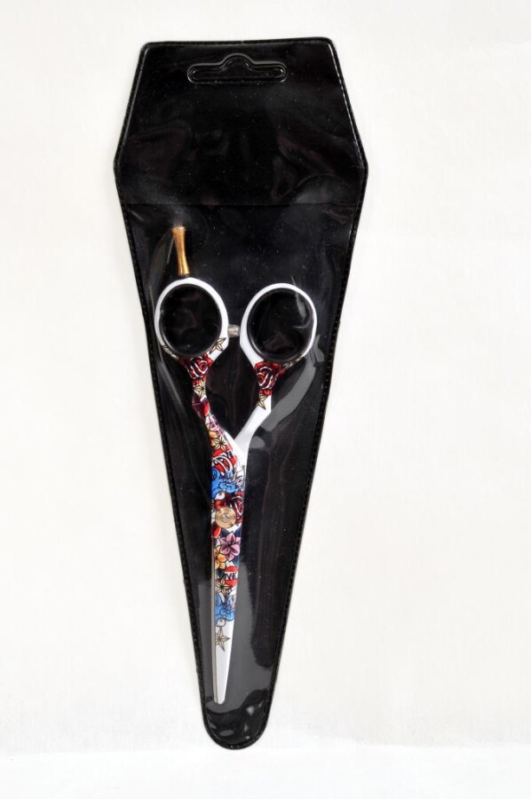 ZAZA Çiçekli Berber Makası 5.5 Numara Kuaför ve Berber Kullanımına Uygun - 1