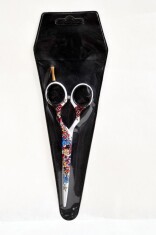 ZAZA Çiçekli Berber Makası 5.5 Numara Kuaför ve Berber Kullanımına Uygun - Zaza